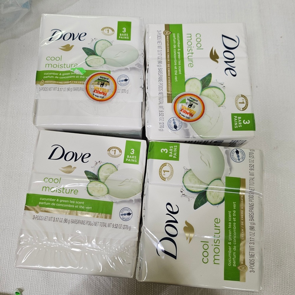 Dove Cool Moisture Cucumber Green Tea Moisturizing Cream Soap Bars 3 pk Lot of 4